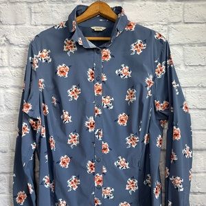 Duluth Trading Co. Women's Sidewinder Printed Gardening Shirt Flip Up Collar XXL